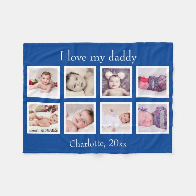 Cobertor De Velo 8 Foto Personalizada Texto Personalizado (Azul) (Frente (Horizontal))