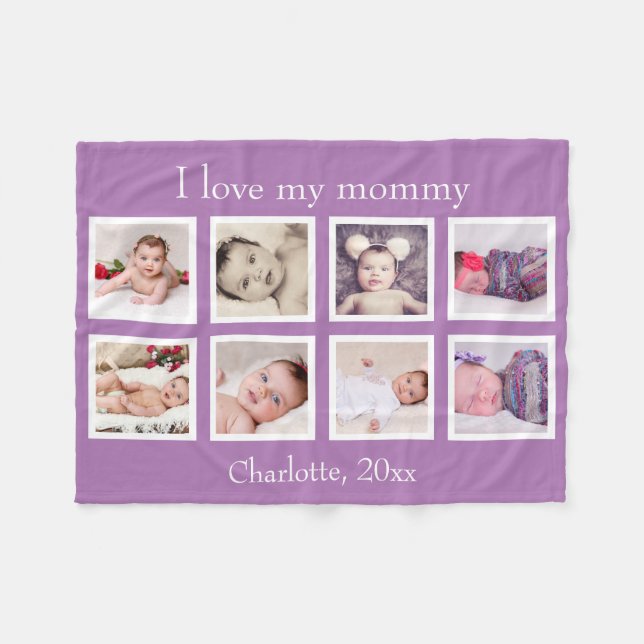 Cobertor De Velo 8 Foto Personalizada Texto Personalizado (roxo) (Frente (Horizontal))