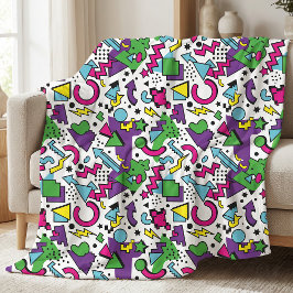 Cobertor De Velo 90s Retro Purple Turquoise Green Memphis Style