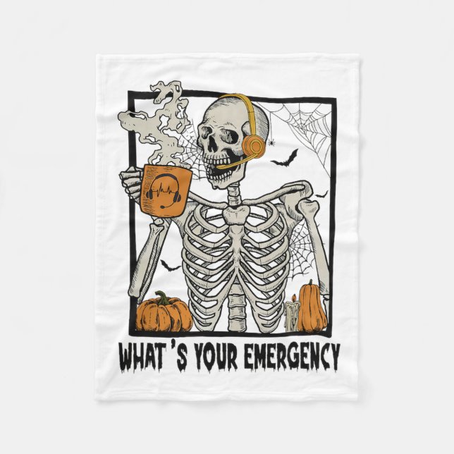 Cobertor De Velo 911 Dispatcher Halloween Skeleton What Your Emerge (Frente)