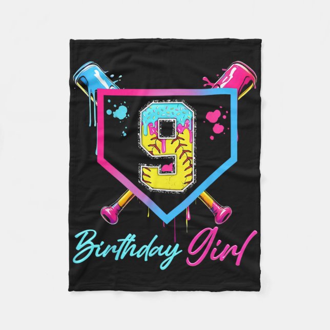 Cobertor De Velo 9th Birthday Softll Ice Cream Drip 9 Year Old Bday (Frente)