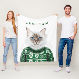 Cobertor De Velo A camisola | do gato do gatinho adiciona seu nome