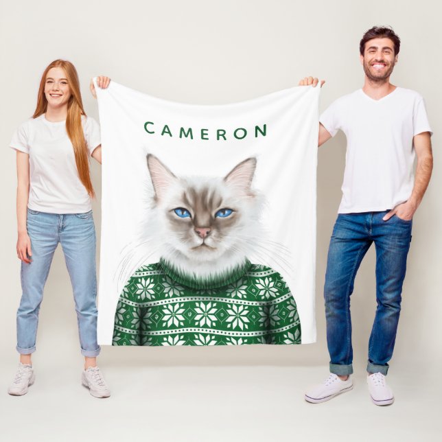 Cobertor De Velo A camisola | do gato do gatinho adiciona seu nome (In Situ)