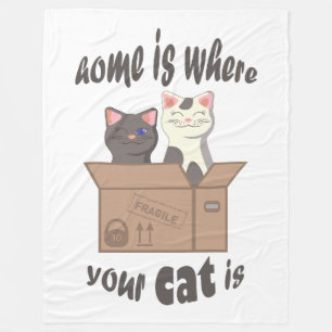 Cobertor De Velo A citação engraçada de Home é onde seu gato está