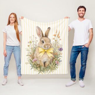 Cobertor De Velo A cute little Floral Bunny Yellow Bow Baby 