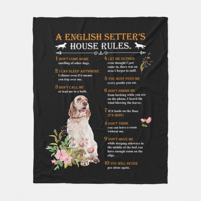 Cobertor De Velo A English Setter's  House Rules (Frente)