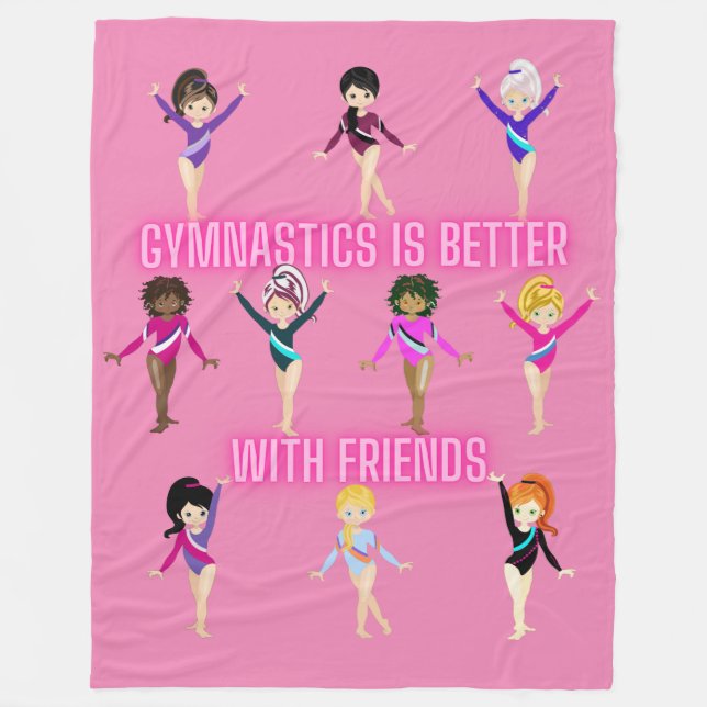 Cobertor De Velo A ginástica é melhor com amigos Bonito a rosa (Frente)