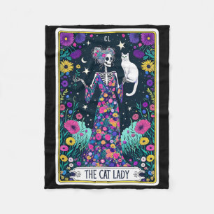 Cobertor De Velo A Lady Tarot Card Skeleton Dia de as mães Cat L