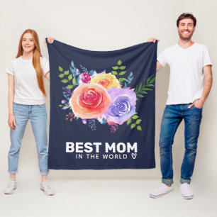 Cobertor De Velo A melhor mãe nos Rosas de Aquarela do Mundo