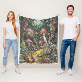 Cobertor De Velo A psychedelic woodland fleece blanket