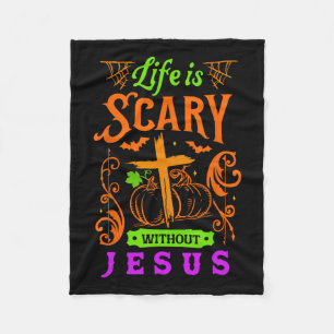 Cobertor De Velo A Vida É Assustadora Sem Jesus, Halloween Je Crist