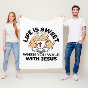 Cobertor De Velo A vida é doce com Jesus - Taça Cristã Faith Tea