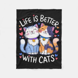 Cobertor De Velo A Vida É Melhor Com Gatos Amante De Gatos Fofo Dia