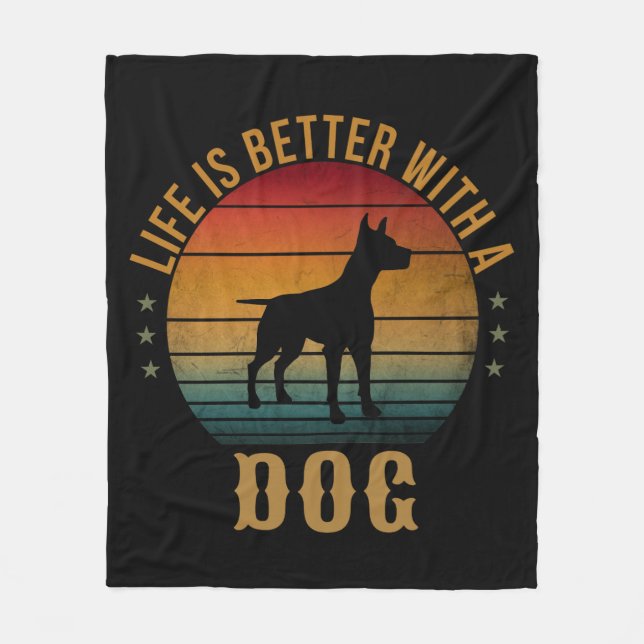 COBERTOR DE VELO A VIDA É MELHOR COM UM CACHORRO (Frente)