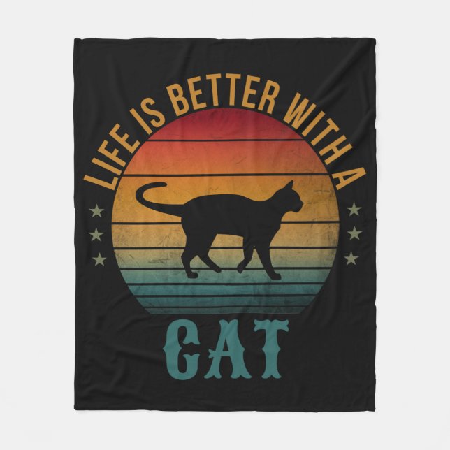 COBERTOR DE VELO A VIDA É MELHOR COM UM GATO  (Frente)