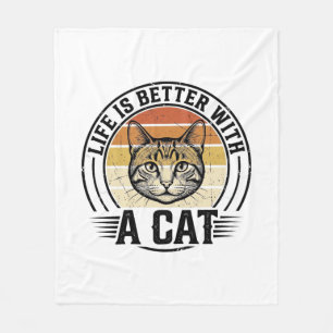 Cobertor De Velo A Vida É Melhor Com Um Gato Camisa Vintage De Gato