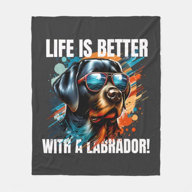 Cobertor De Velo A vida é melhor com um Labrador! (Frente)