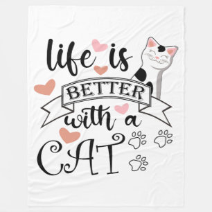 Cobertor De Velo A vida é melhor com um slogan de citação do Cat
