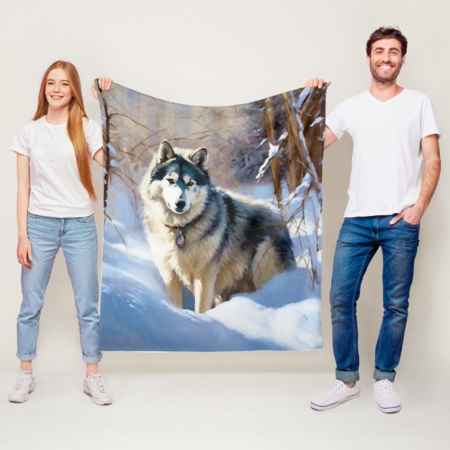 Cobertor De Velo Aaskan Malamute Deixe-A Neve Natal (In Situ)