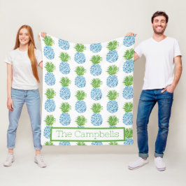 Cobertor De Velo Abacaxis Chinoiserie Blue White Nome