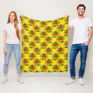 Cobertor De Velo Abeelha no Design de Padrão de Flor de Girassol Am