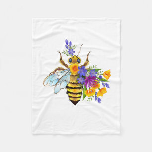 Cobertor De Velo Abeja flor com plantas silvestres