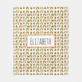 Cobertor De Velo Abelhas de Bumble Cute e Rainbows Padrão