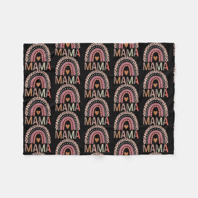 Cobertor De Velo Abençoada Mãe Engraçada Leopard Boho Cute Rainbow  (Frente (Horizontal))