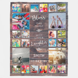 Cobertor De Velo Abençoe esta família com amor 24 Colagem de Fotos