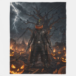 Cobertor De Velo Abóbora Assustadora de Halloween Xerife Cowboy Rel