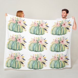 Cobertor De Velo Abóbora azul queda floral aquarela outono elegante