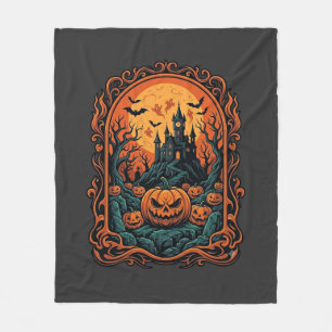 Cobertor De Velo Abóbora de Halloween Casa Assombrada Lua Cheia Mor