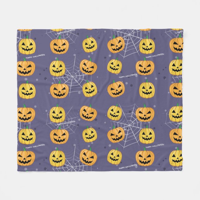Cobertor De Velo Abóbora de Halloween - Padrão Divertido  (Frente (Horizontal))