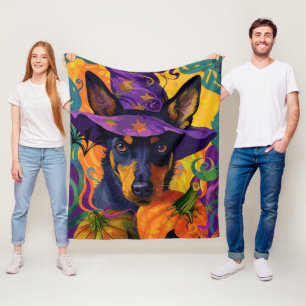 Cobertor De Velo Abóbora de Halloween Spooky Australian Kelpie