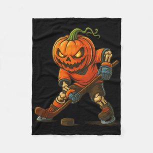 Cobertor De Velo Abóbora de hóquei no gelo no rosto do Halloween Es
