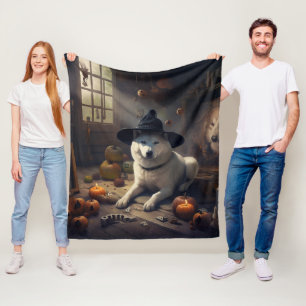 Cobertor De Velo Abóboras de Akita no Halloween Assustadoras