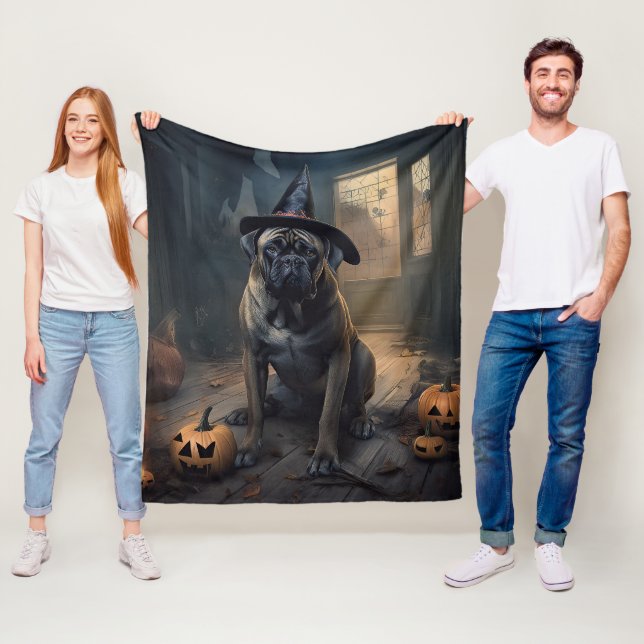 Cobertor De Velo Abóboras de Halloween Assustadoras Bullmastiff (In Situ)