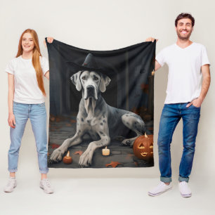Cobertor De Velo Abóboras Great Dane Halloween Assustador Flip