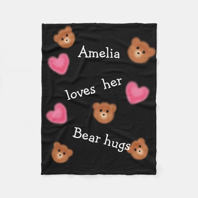Cobertor De Velo Abraços de Urso Personalizados Fofos (Frente)