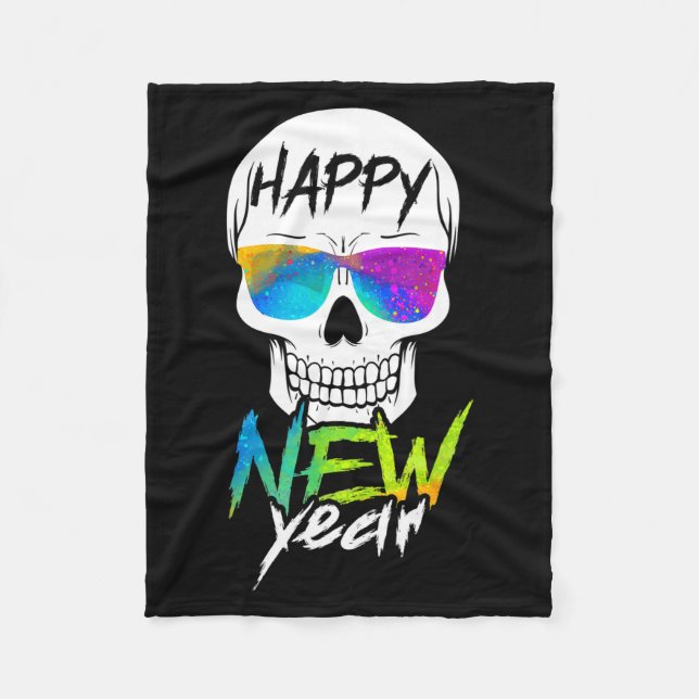 Cobertor De Velo Abstract Happy New Skull Year  (Frente)