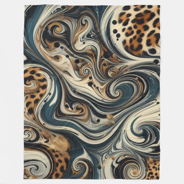 Cobertor De Velo Abstract Leopard Print Swirl (Frente)