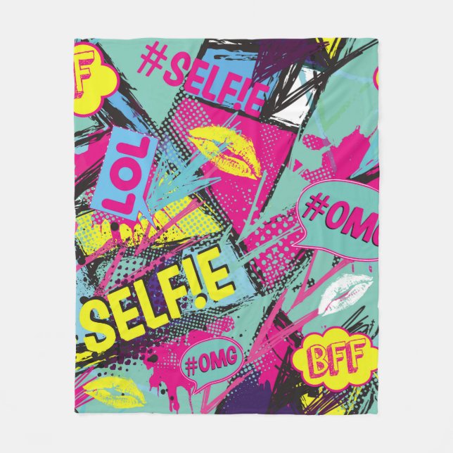 Cobertor De Velo Abstract seamless pattern with Pop art comicspeech (Frente)