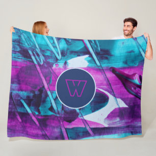 Cobertor De Velo Abstrato Azul-Cor-de-Rosa Moderno Pincel Trave Mon