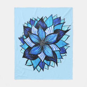Cobertor De Velo Abstrato Azul Flor Bonito Floral Mandala Arte de T