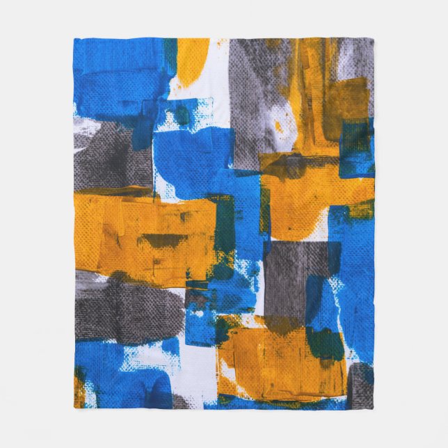 Cobertor De Velo Abstrato azul, laranja e cinza (Frente)