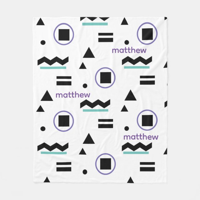 Cobertor De Velo Abstrato azul-roxo preto personalizado (Frente)