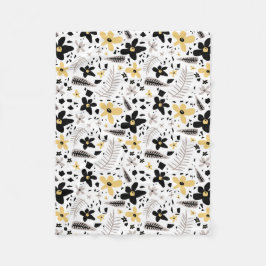 Cobertor De Velo Abstrato Black Yellow Cinza Floral Sem Costura Pad