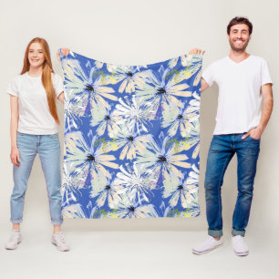 Cobertor De Velo Abstrato camomiles num fundo azul.
