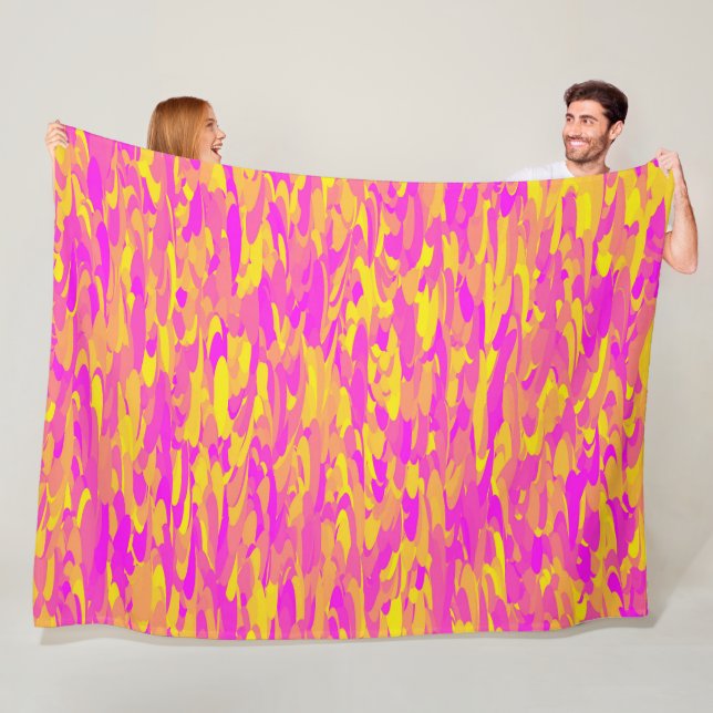 Cobertor De Velo Abstrato cor-de-rosa amarelo-amarelo (In Situ)