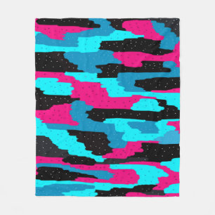 Cobertor De Velo Abstrato cor-de-rosa, preto e azul